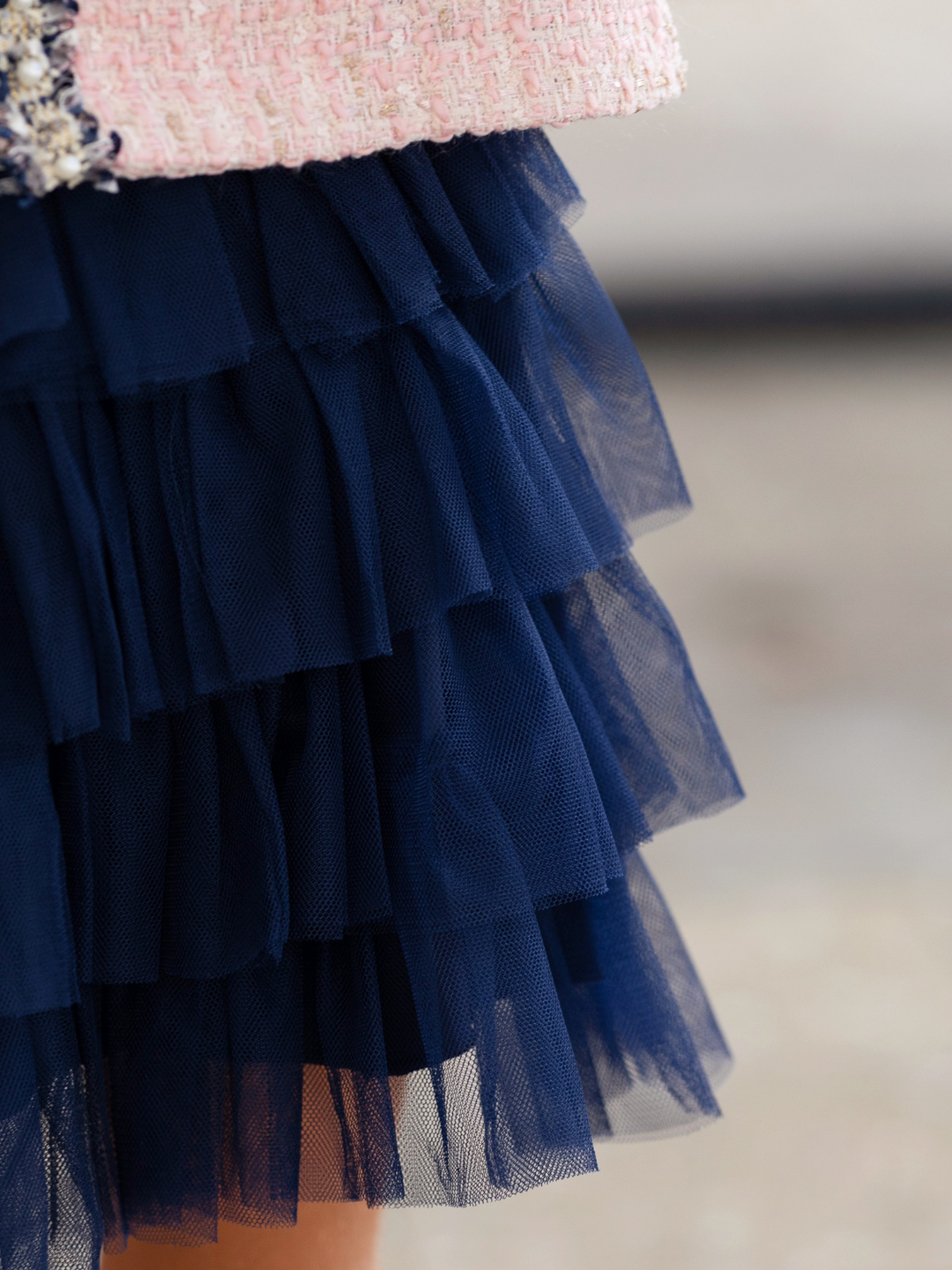 Girls navy tulle skirt set