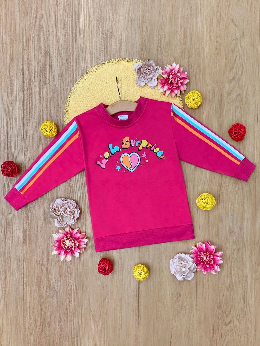 L.O.L. SURPRISE! Pink Rainbow Stripe Sweatshirt Mia Belle Girls