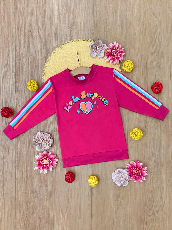 L.O.L. SURPRISE! Pink Rainbow Stripe Sweatshirt Mia Belle Girls