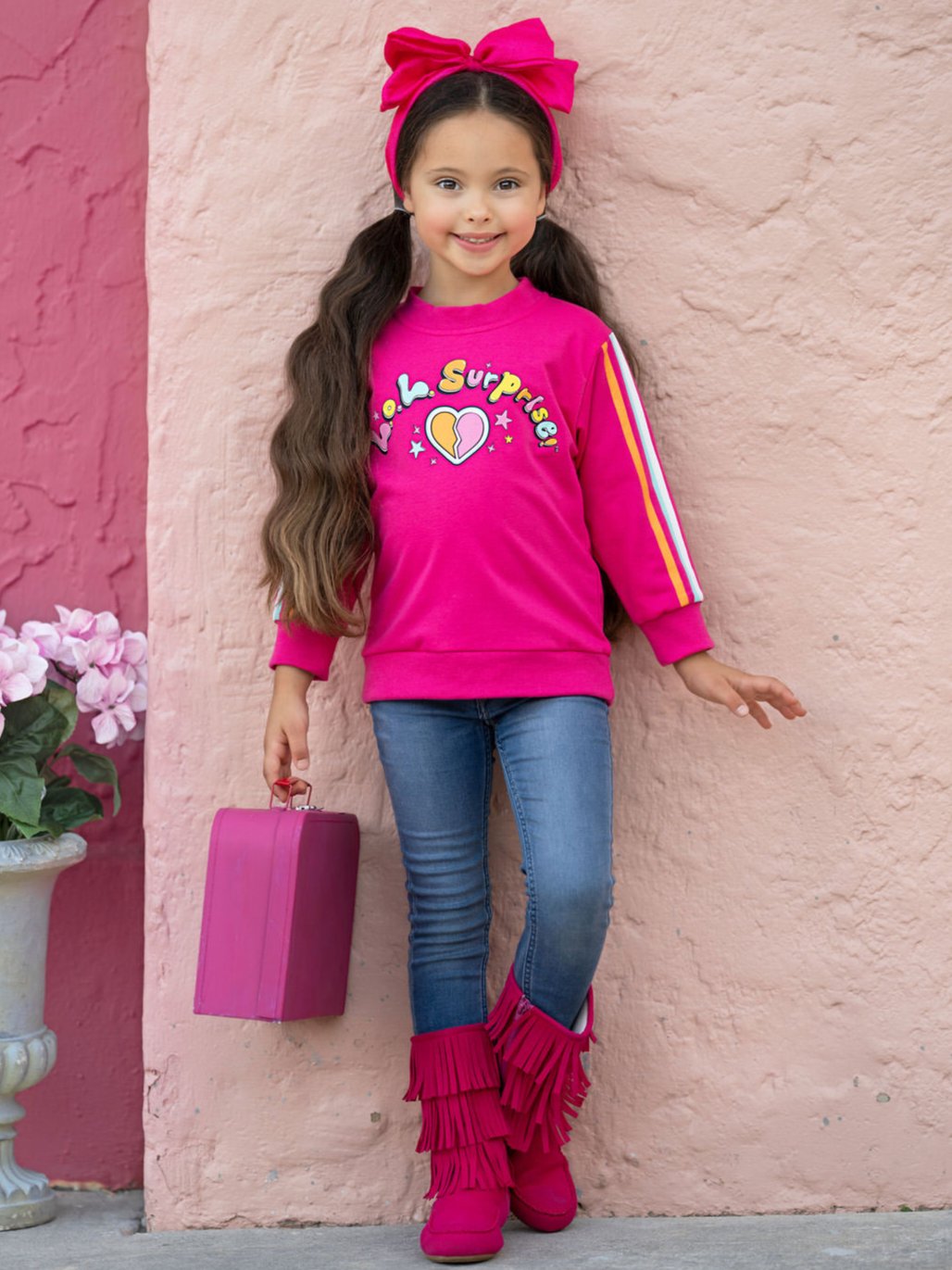L.O.L. SURPRISE! Pink Rainbow Stripe Sweatshirt Mia Belle Girls