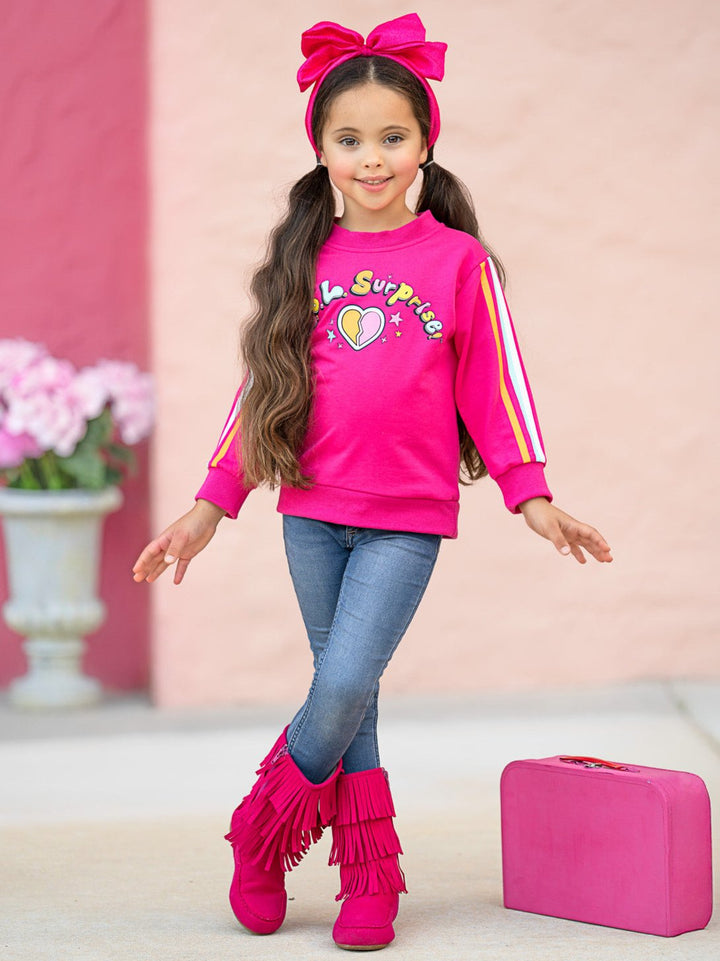 L.O.L. SURPRISE! Pink Rainbow Stripe Sweatshirt Mia Belle Girls