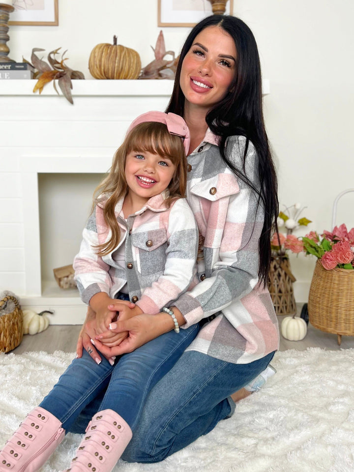 Mommy and Me Cozy Plaid Flannel Shacket Mia Belle Girls