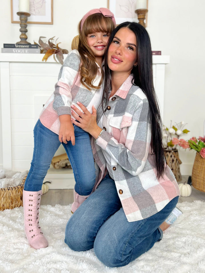 Mommy and Me Cozy Plaid Flannel Shacket Mia Belle Girls