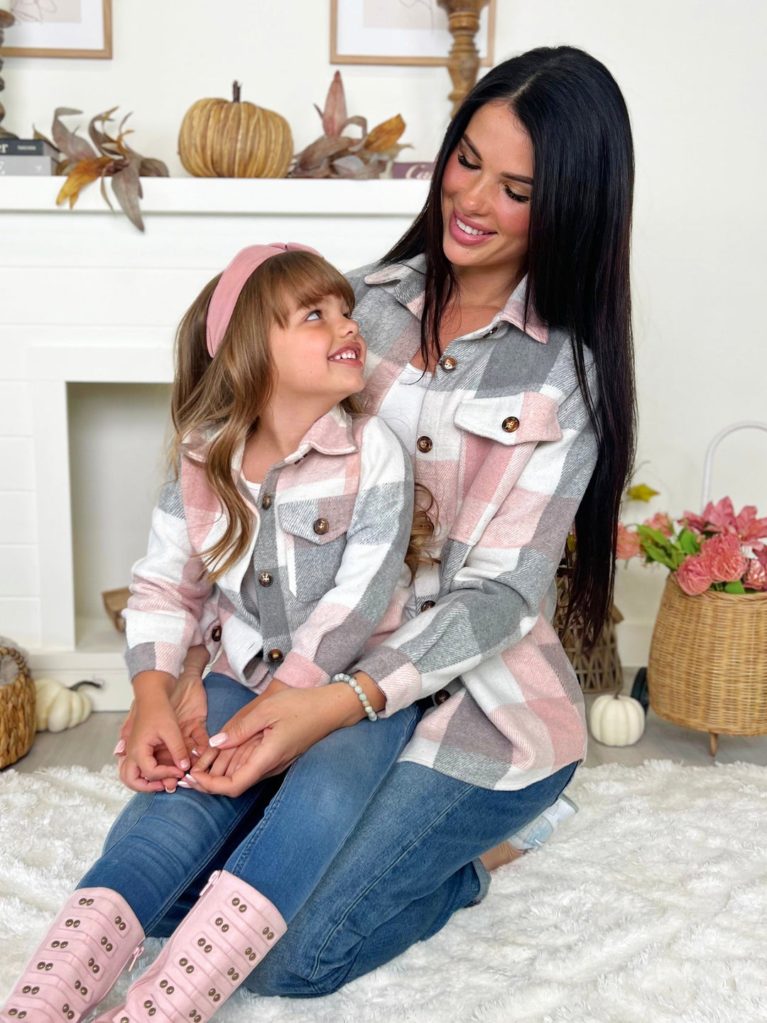 Mommy and Me Cozy Plaid Flannel Shacket Mia Belle Girls