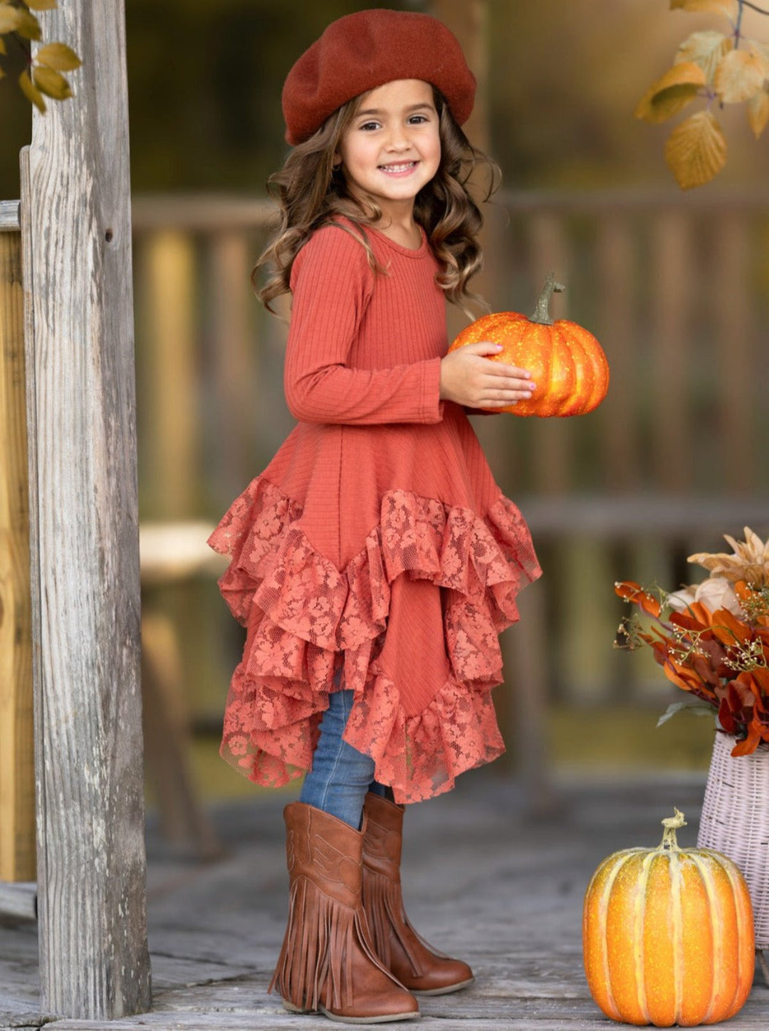 Style Queen Rust Lace Tunic Mia Belle Girls