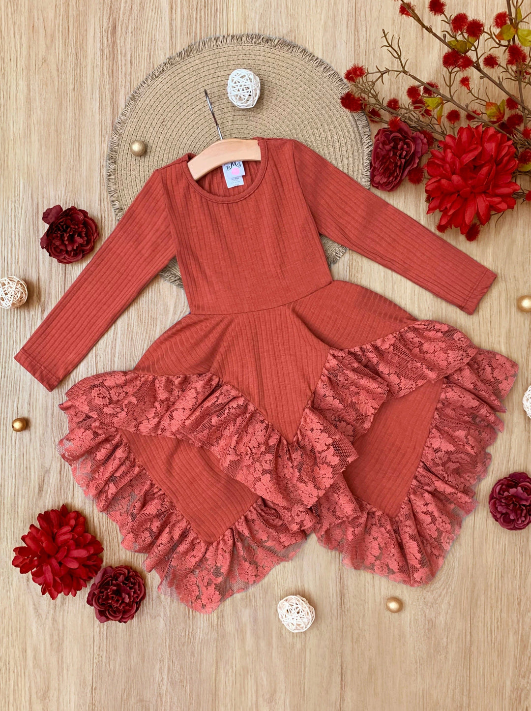 Style Queen Rust Lace Tunic Mia Belle Girls