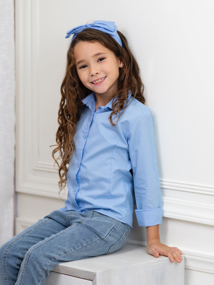 Classic Blue Button-Down Top by Kids Couture Mia Belle Girls