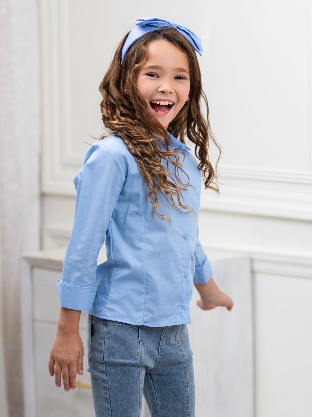 Classic Blue Button-Down Top by Kids Couture Mia Belle Girls