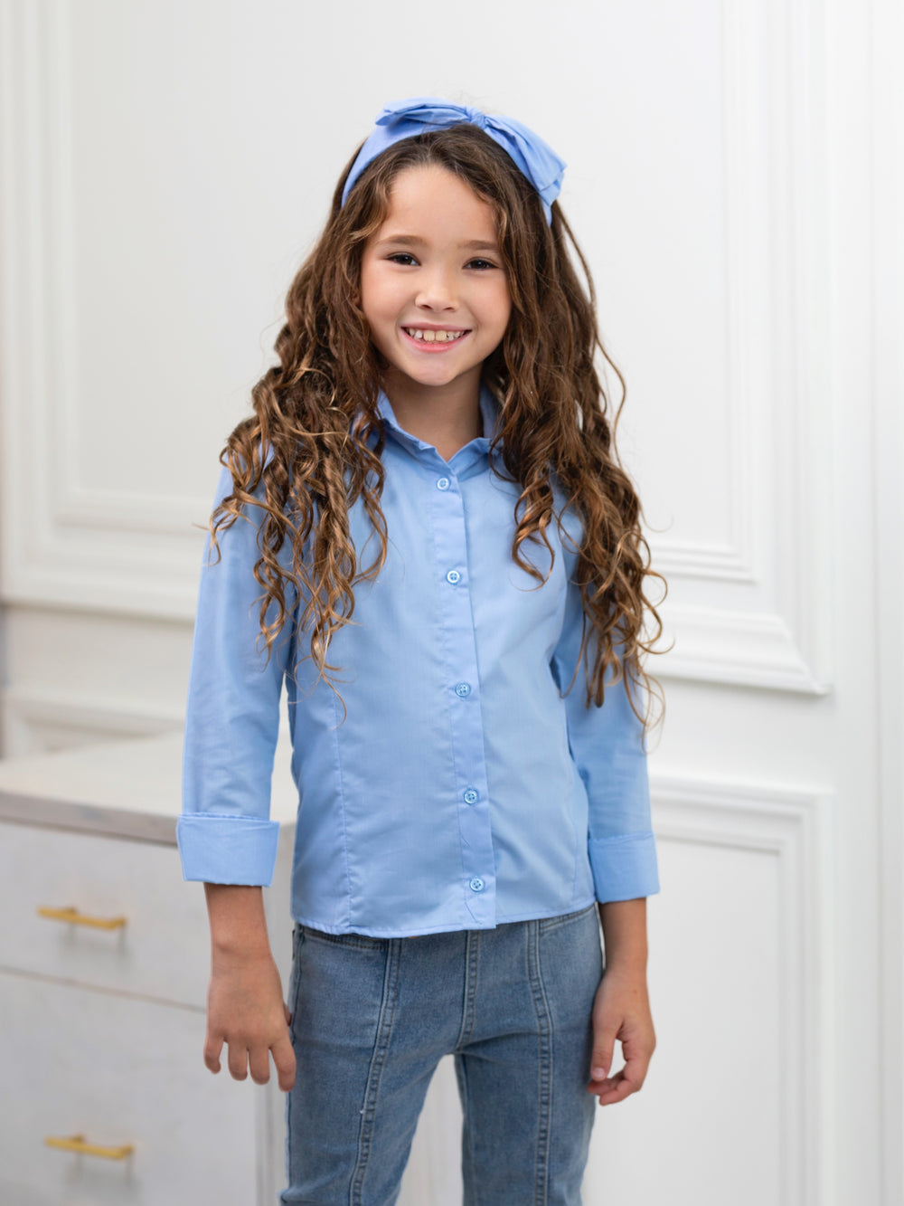 Classic Blue Button-Down Top by Kids Couture Mia Belle Girls