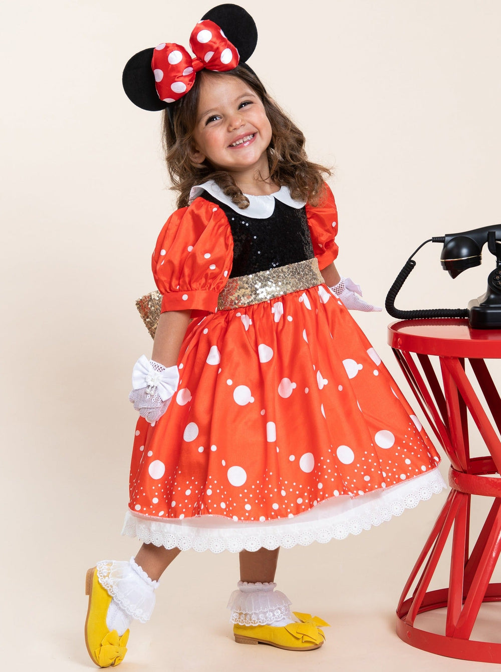 Girls Halloween Costumes | Sequin Minnie Mouse Costume Dress & Ears