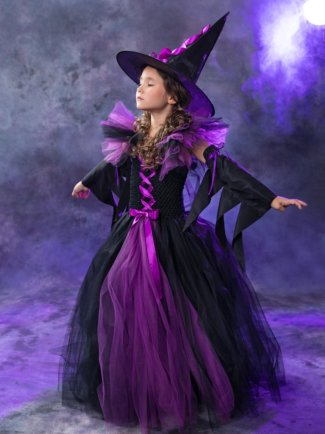 halloween costumes with a purple dress Kids Halloween Costume | Girls Witch Costume Gown