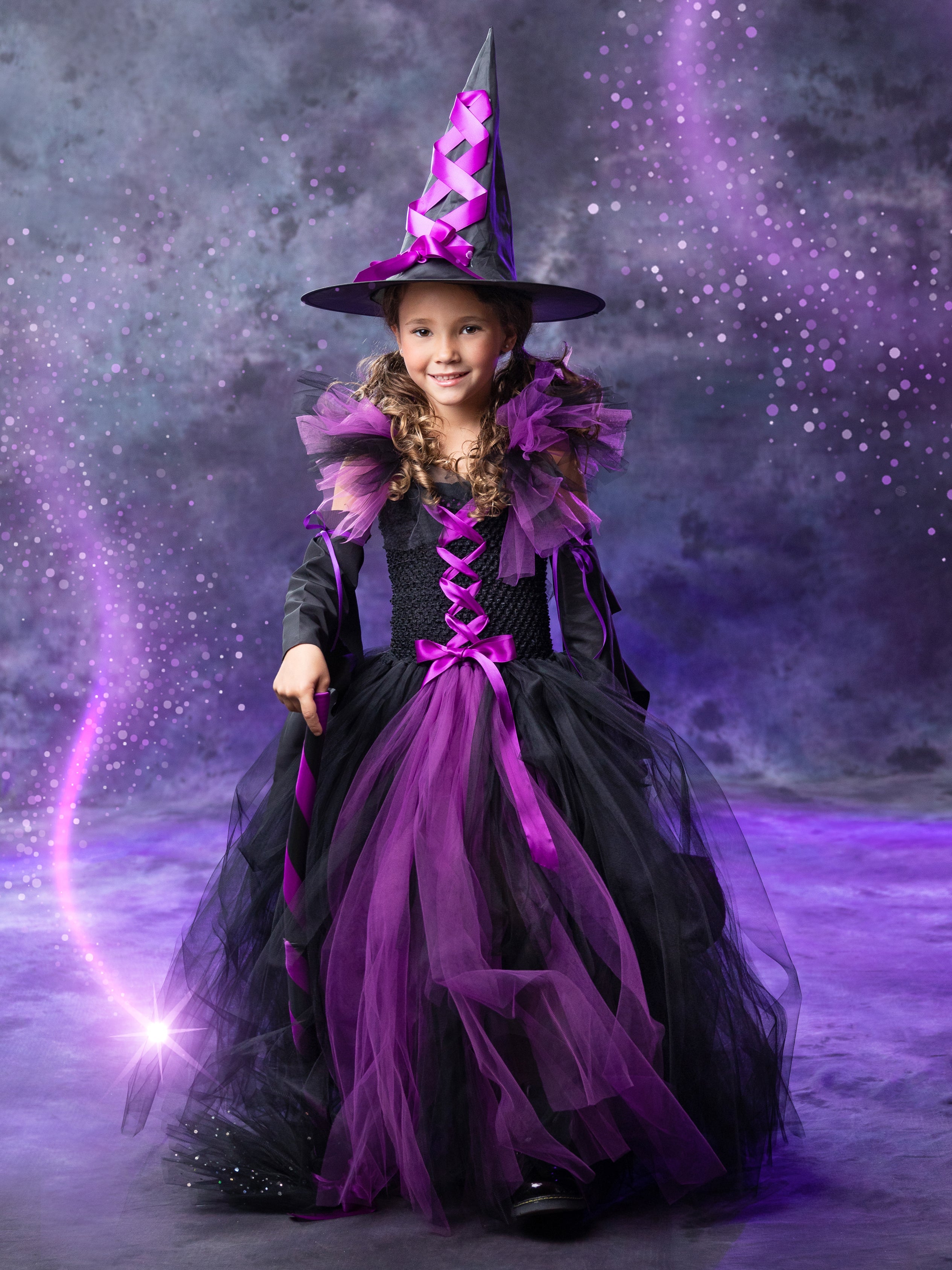 witch purple dress Kids Halloween Costume | Girls Witch Costume Gown
