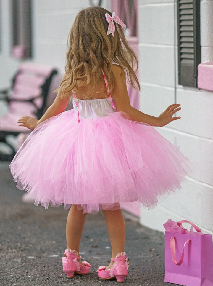 Mia Belle Girls Pink Gingham Barbie Inspired Tutu Halloween Costume