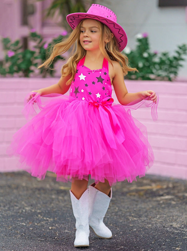 Mia Belle Girls Pink Cowboy Barbie Inspired Tutu Costume Set