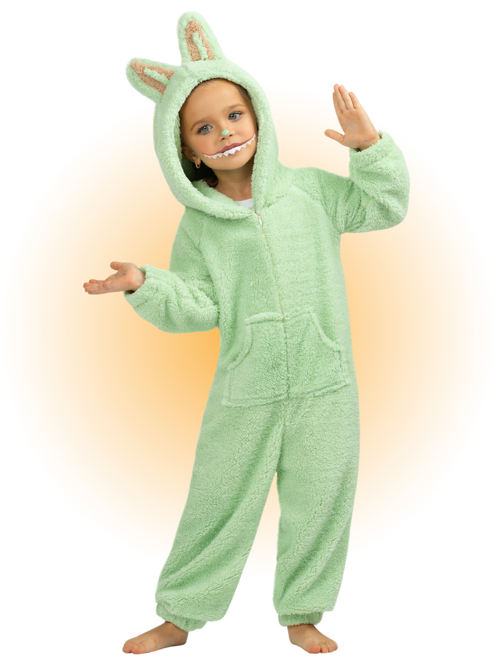 Green Fluffy Lil Bubu Hooded Onesie Costume