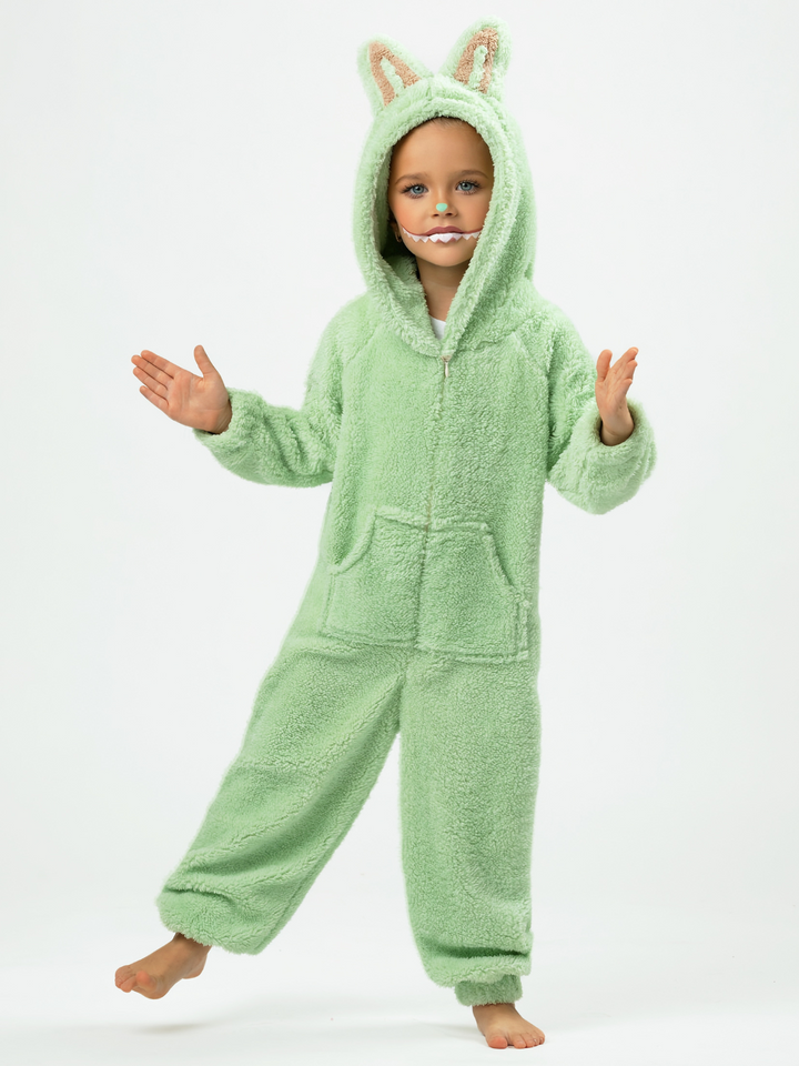 Green Fluffy Lil Bubu Hooded Onesie Costume