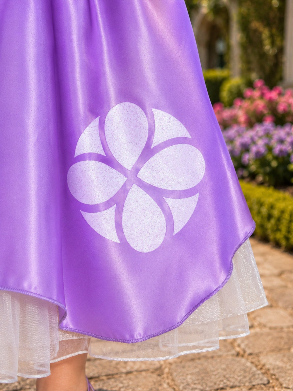 Lavender princess Halloween costume dress for girls with elegant royal-inspired details.
