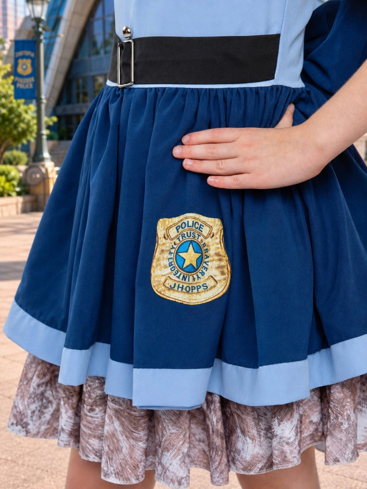 Heroic Bunny Officer costume dress for girls with a twirl-worthy police-inspired design.