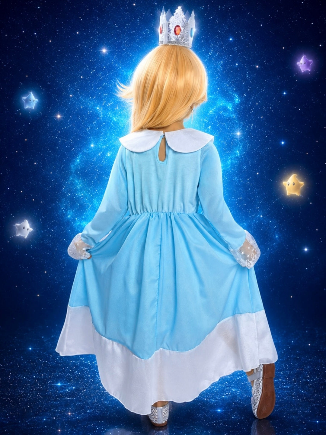 Magical galaxy princess dress for Halloween and dress-up adventures.
