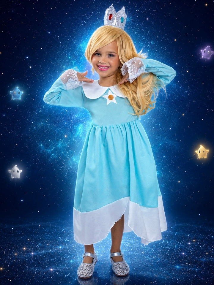 Girls princess costume inspired by a beloved space adventure character.