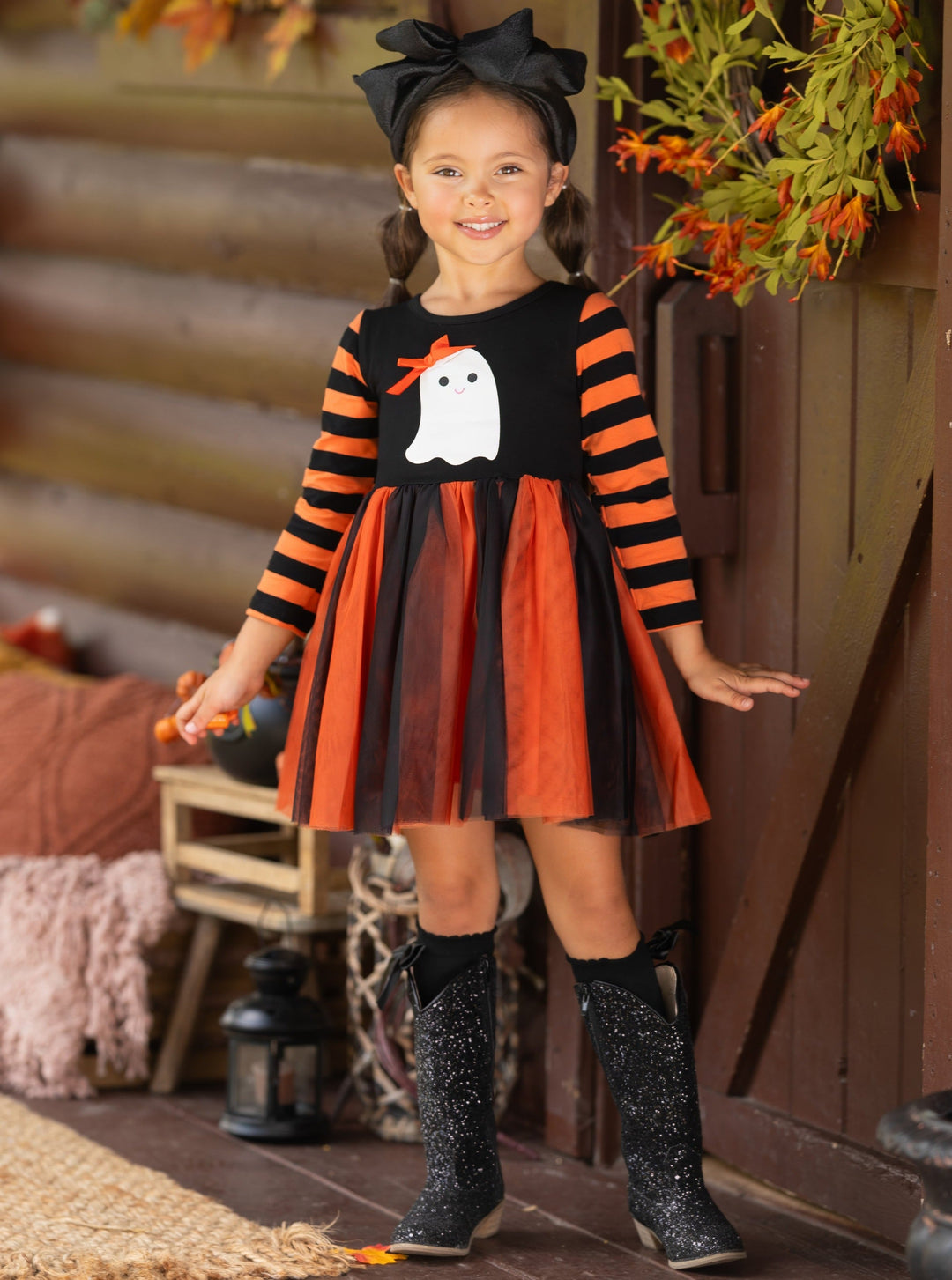 Mia Belle Girls Striped Sleeve Tutu Dress | Girls Halloween Apparel