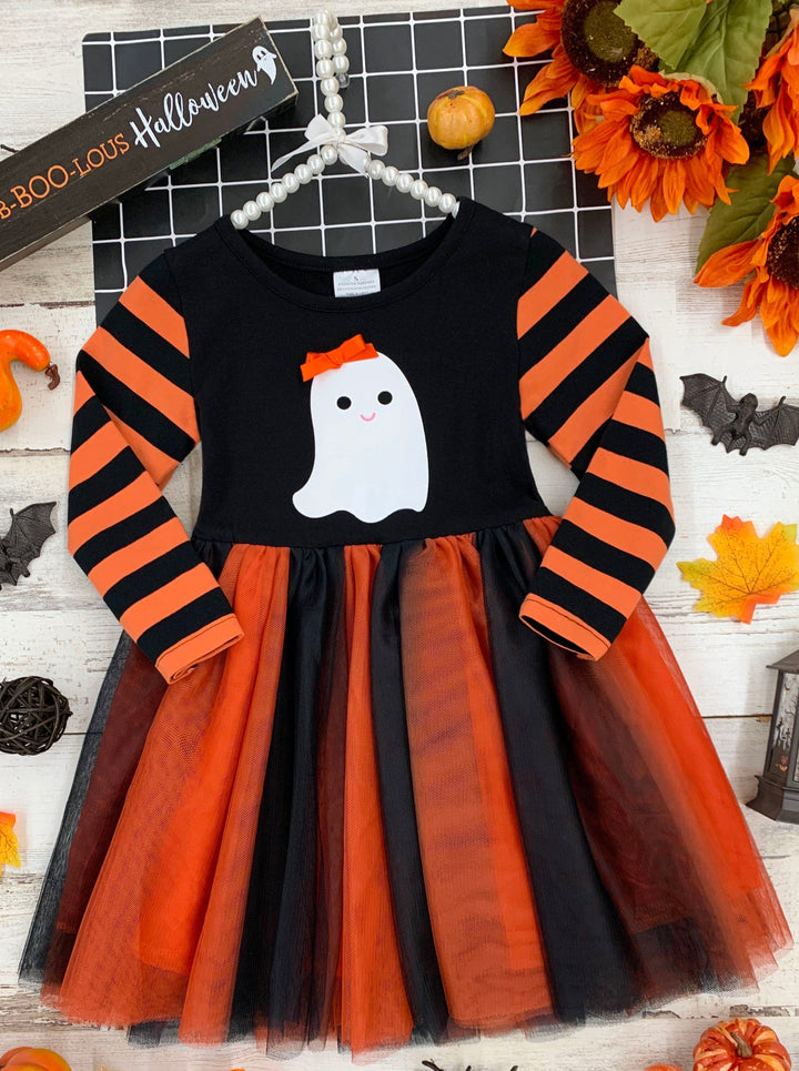 Mia Belle Girls Striped Sleeve Tutu Dress | Girls Halloween Apparel