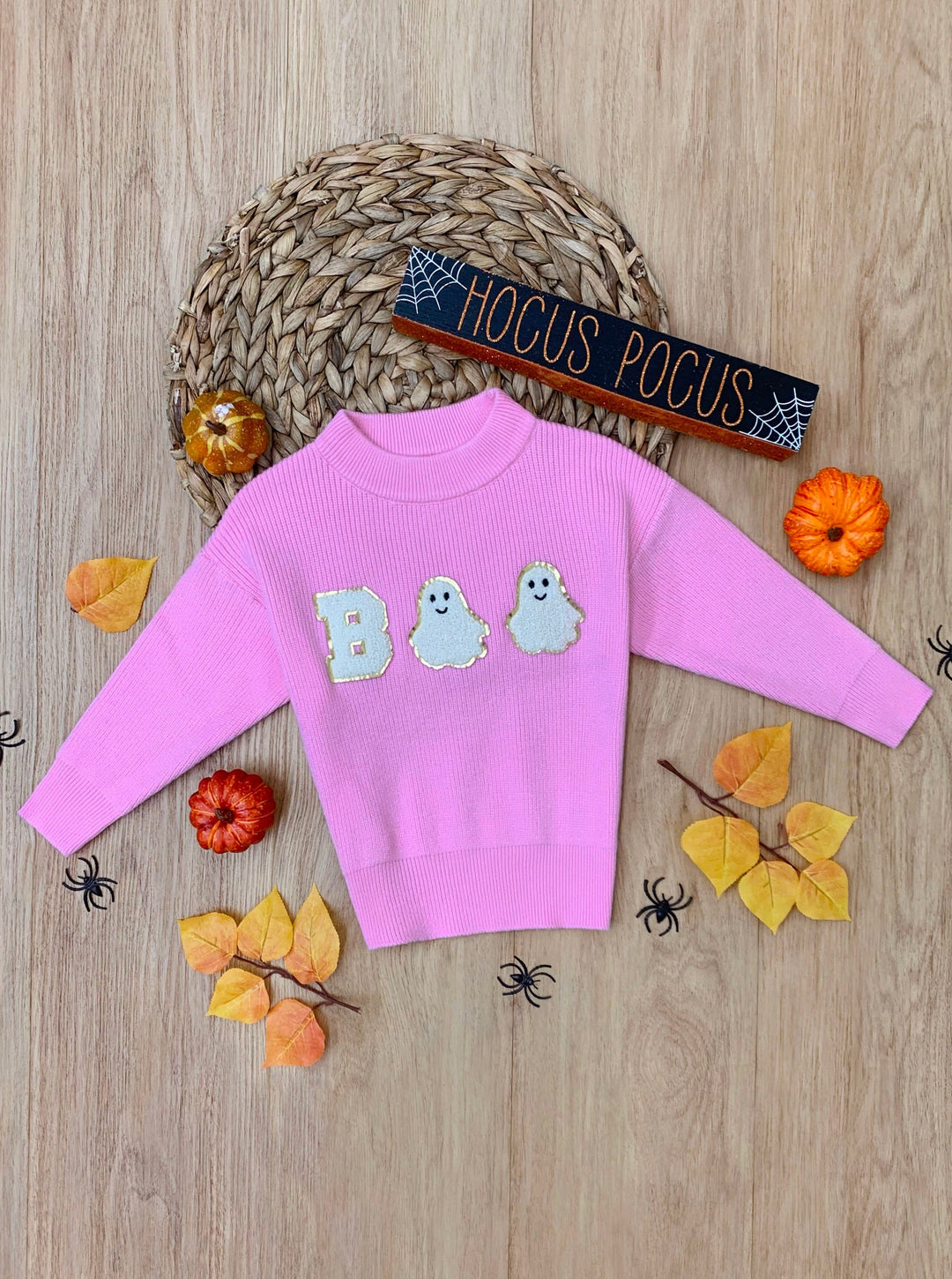 Pink Boo Ghost Halloween Sweater Mia Belle Girls