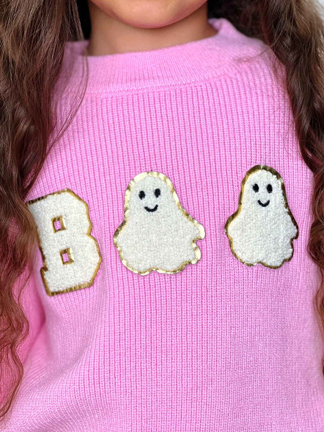 Pink Boo Ghost Halloween Sweater Mia Belle Girls