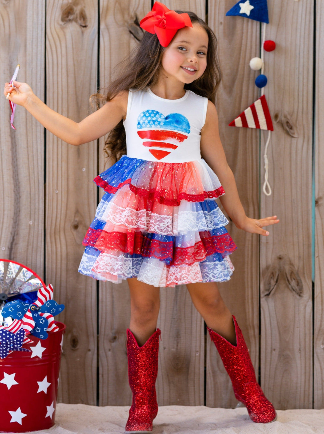Patriotic Lace-Tiered Tutu Dress – Mia Belle Girls