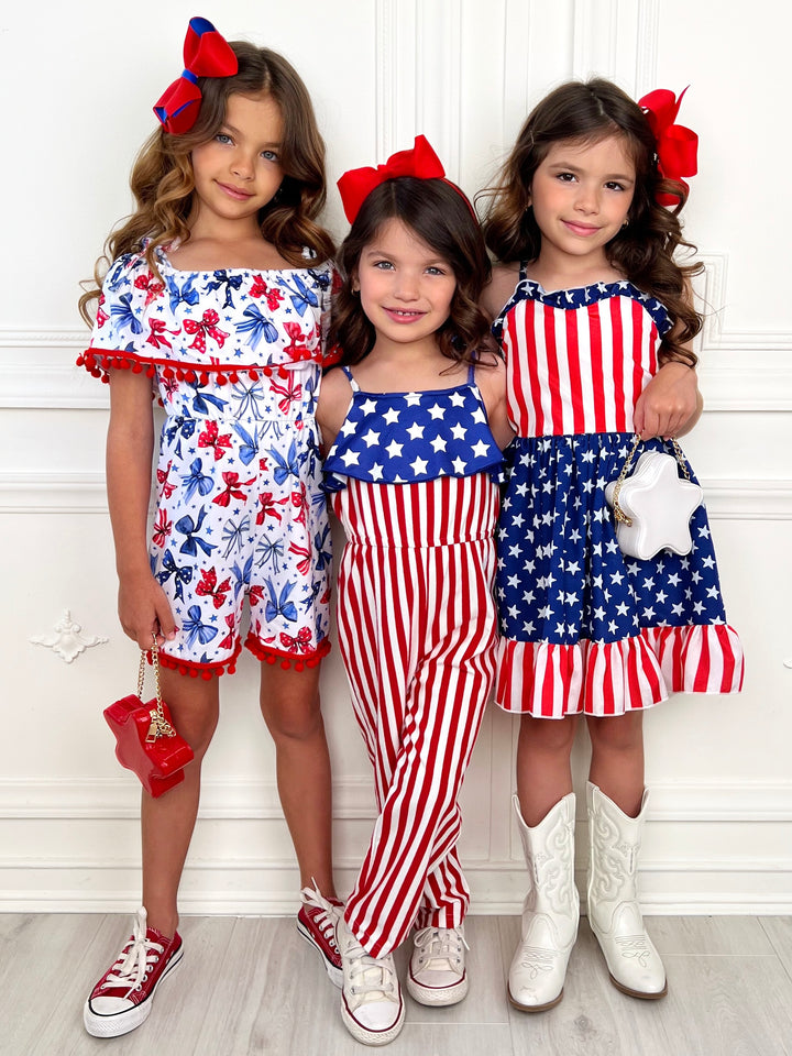 Star-Spangled Bow-Tastic Pom-Pom Romper