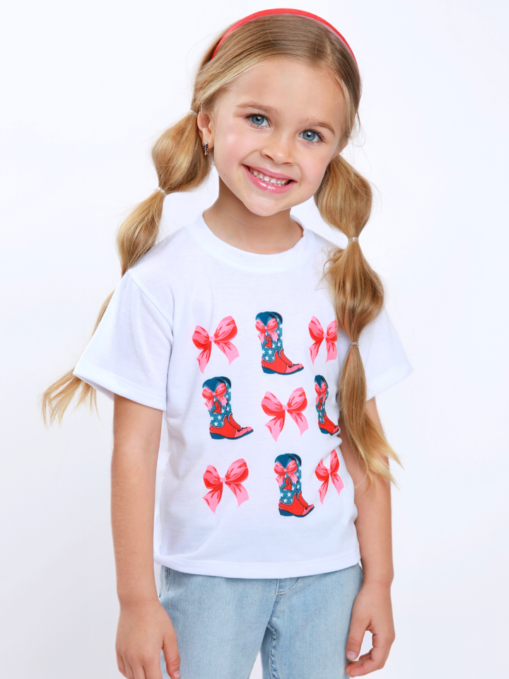 Mommy and Me Boots & Bows Cowgirl Graphic Top Mia Belle Girls