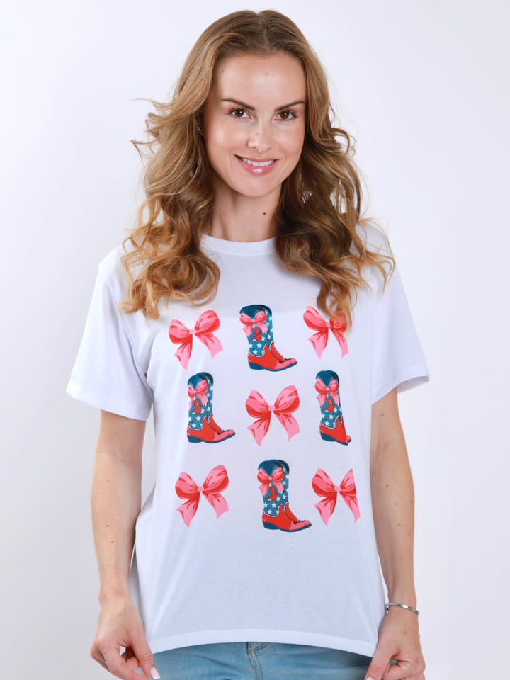 Mommy and Me Boots & Bows Cowgirl Graphic Top Mia Belle Girls