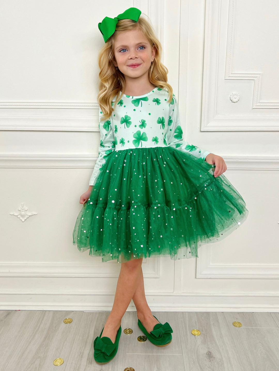 My Lucky Girl Clover Print Tutu Dress – Mia Belle Girls