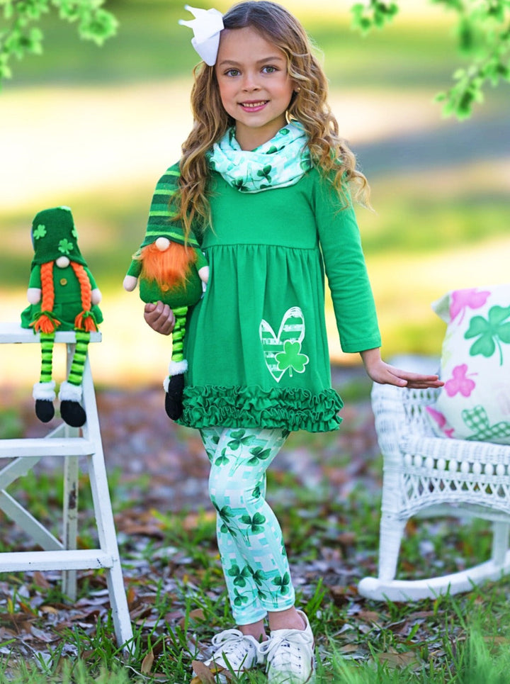 St. Paddy's Lucky Clover Print 3 Piece Set Mia Belle Girls
