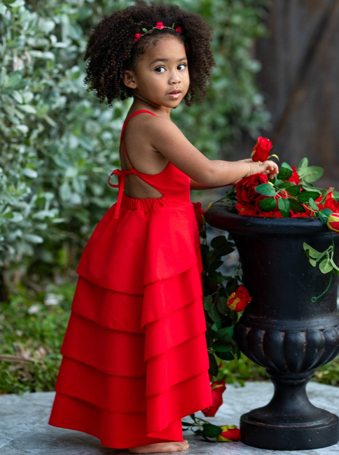 Girls Pretty Petal Tiered Ruffle Dress - Mia Belle Girls