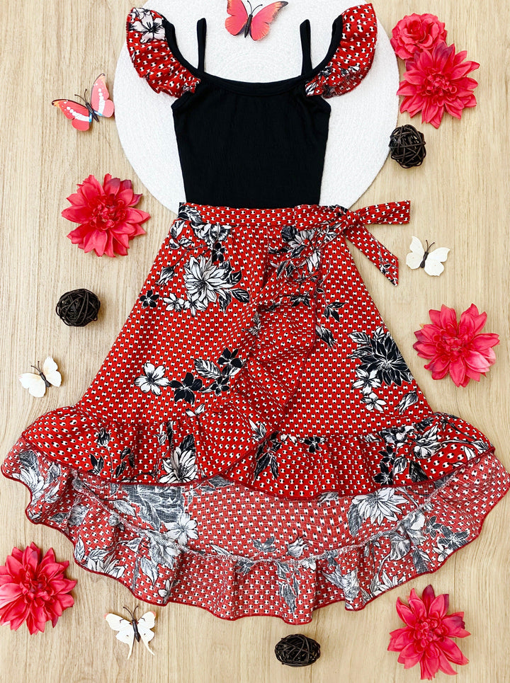 Toddler Spring Dresses | Girls Polka Dot Floral Smocked Wrap Dress 