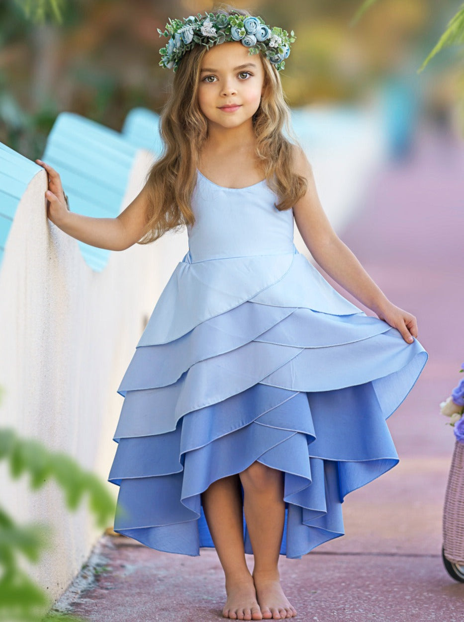 girl blue dress Royal Blue Off Shoulder Dress for Girls