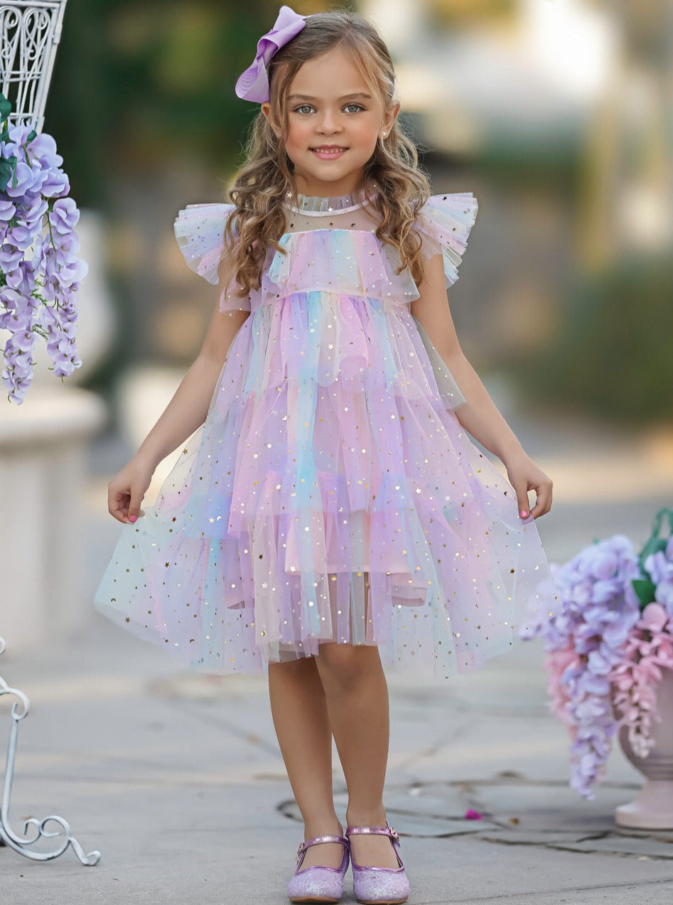 pastel rainbow tiered dress Girls Pretty Petal Pastel Rainbow Tiered Dress (Women)