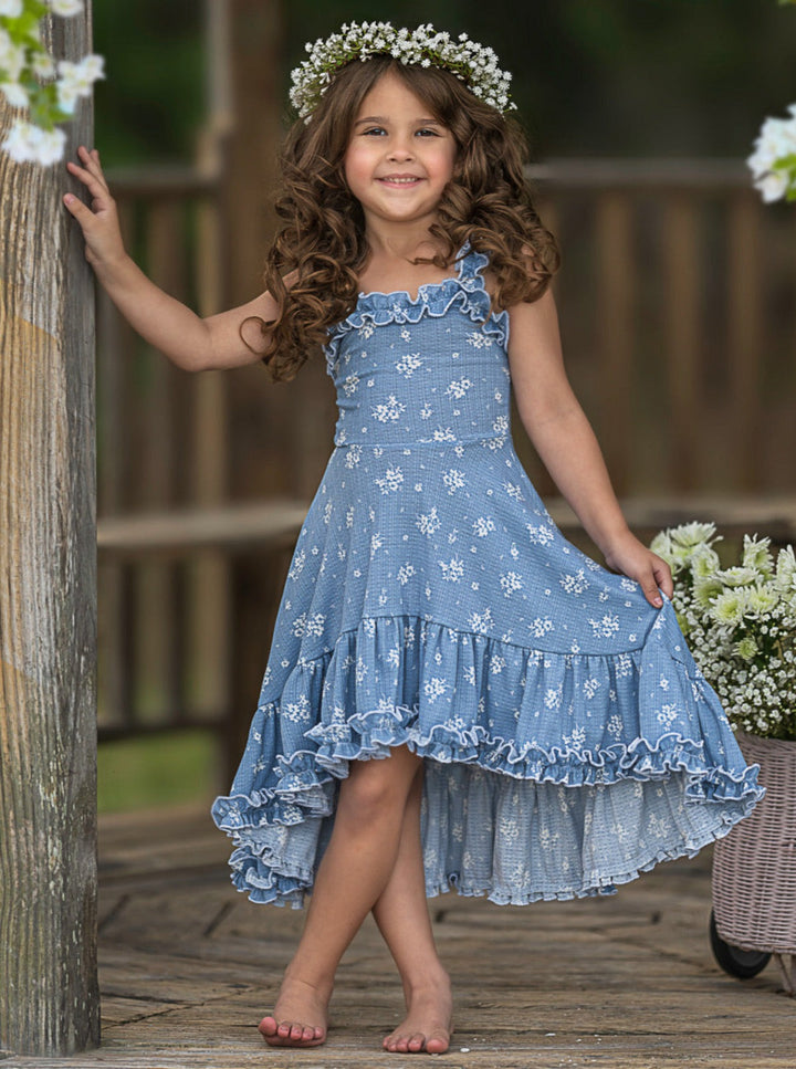 Mia Belle Girls Hi-Lo Ruffle Dress | Girls Spring Dresses