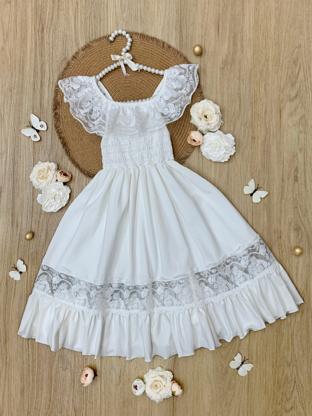 White Spring Chic Lace Maxi Dress