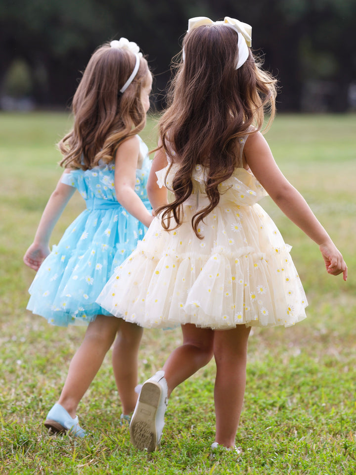 Sunshine Daisy Embroidered Floral Tutu Dress