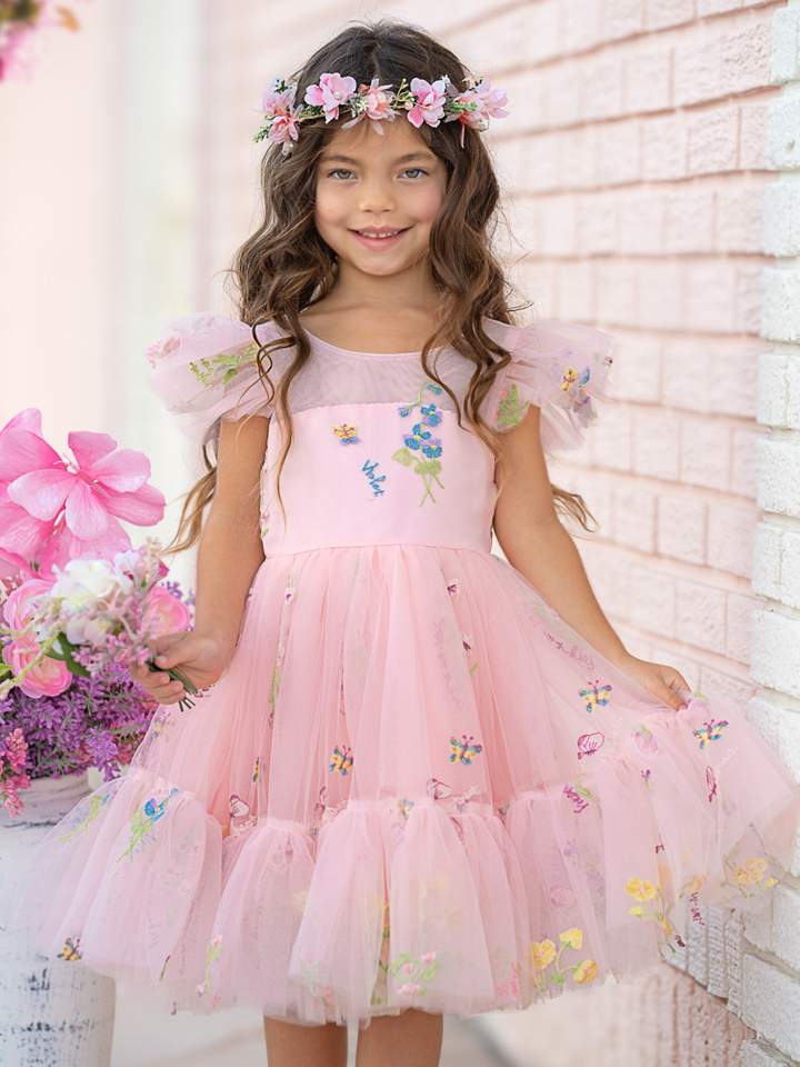 Blush Fairy Garden Embroidered Floral Tutu Dress Mia Belle Girls