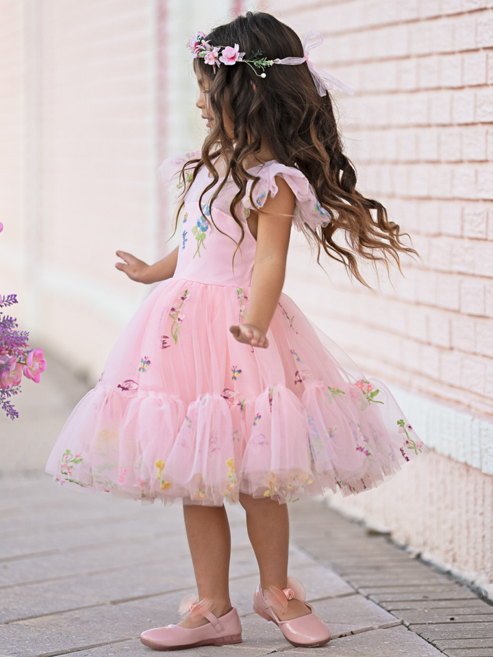 Blush Fairy Garden Embroidered Floral Tutu Dress Mia Belle Girls