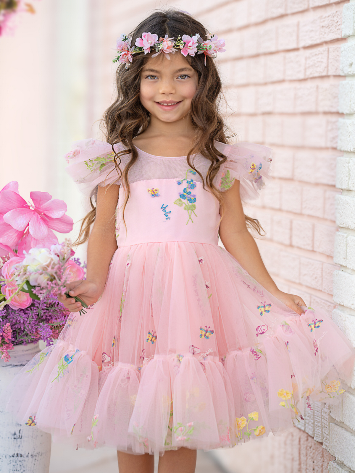 Blush Fairy Garden Embroidered Floral Tutu Dress Pink / 6Y/6X