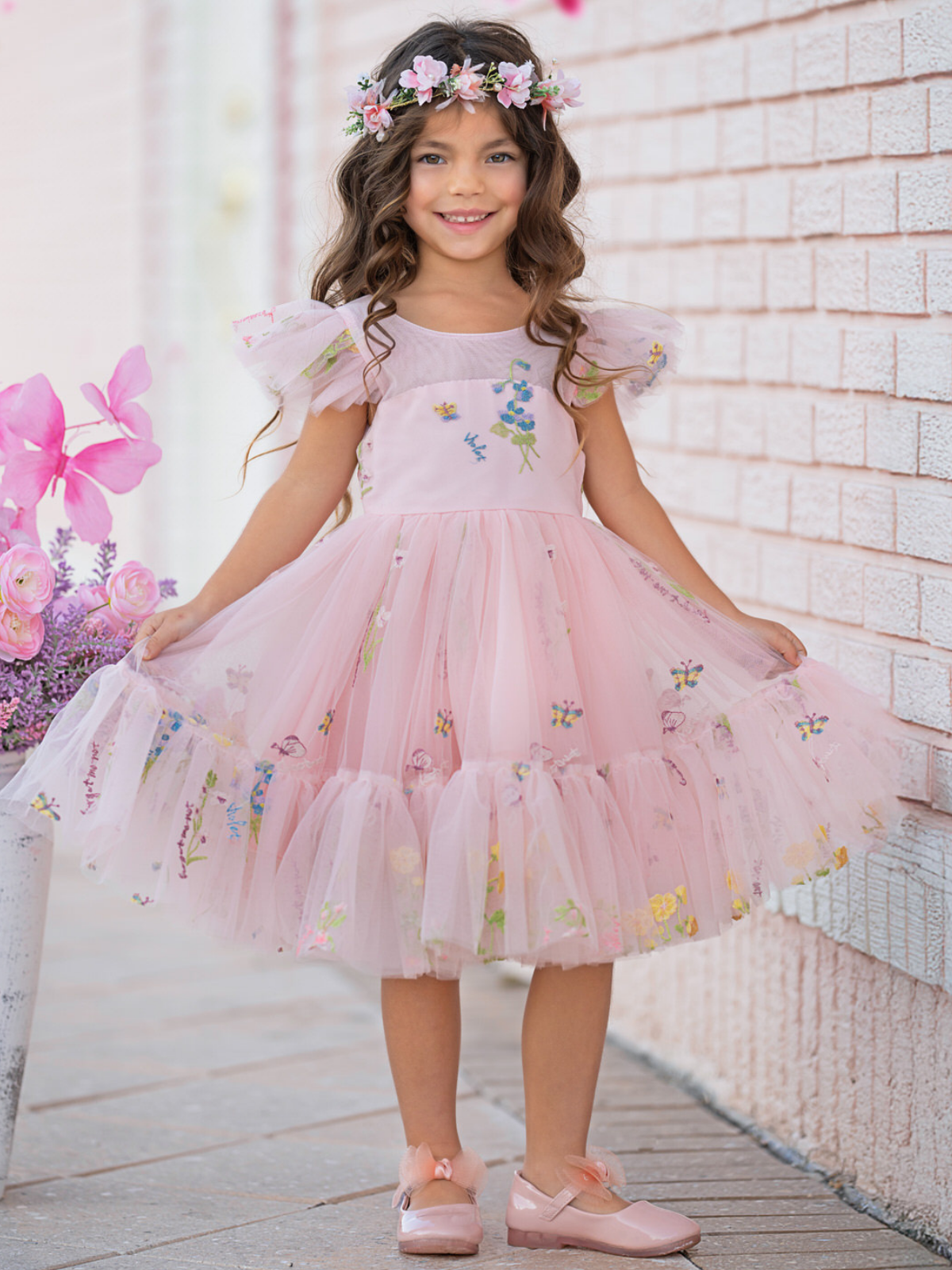 Blush Fairy Garden Embroidered Floral Tutu Dress Pink / 6Y/6X