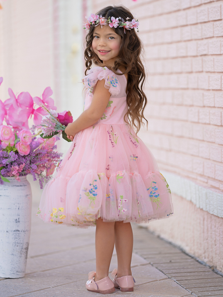 Blush Fairy Garden Embroidered Floral Tutu Dress Mia Belle Girls
