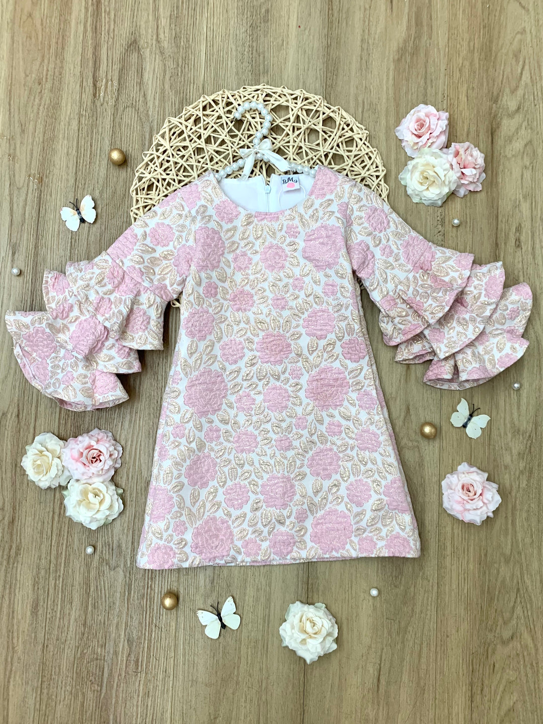 Blossoming Pink Ruffle Sleeve Dress