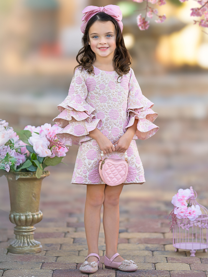 Blossoming Pink Ruffle Sleeve Dress