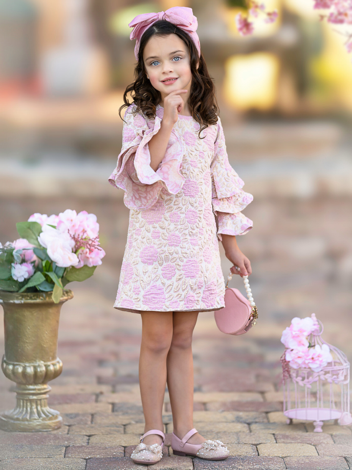 Blossoming Pink Ruffle Sleeve Dress