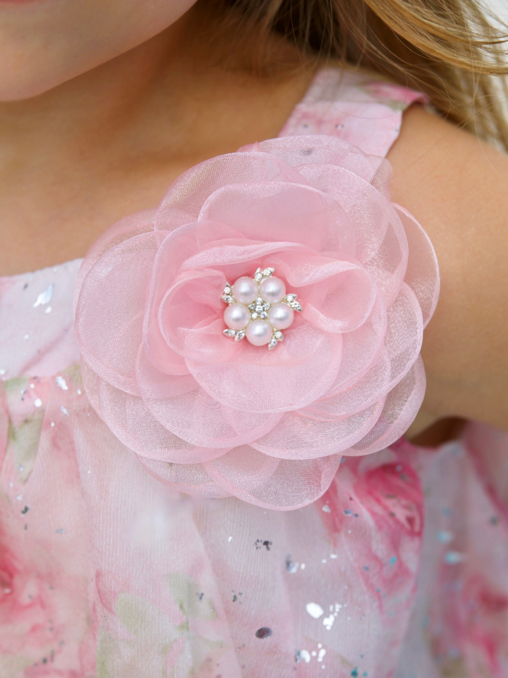Blush Bloom Floral Chiffon Hi-Lo Dress